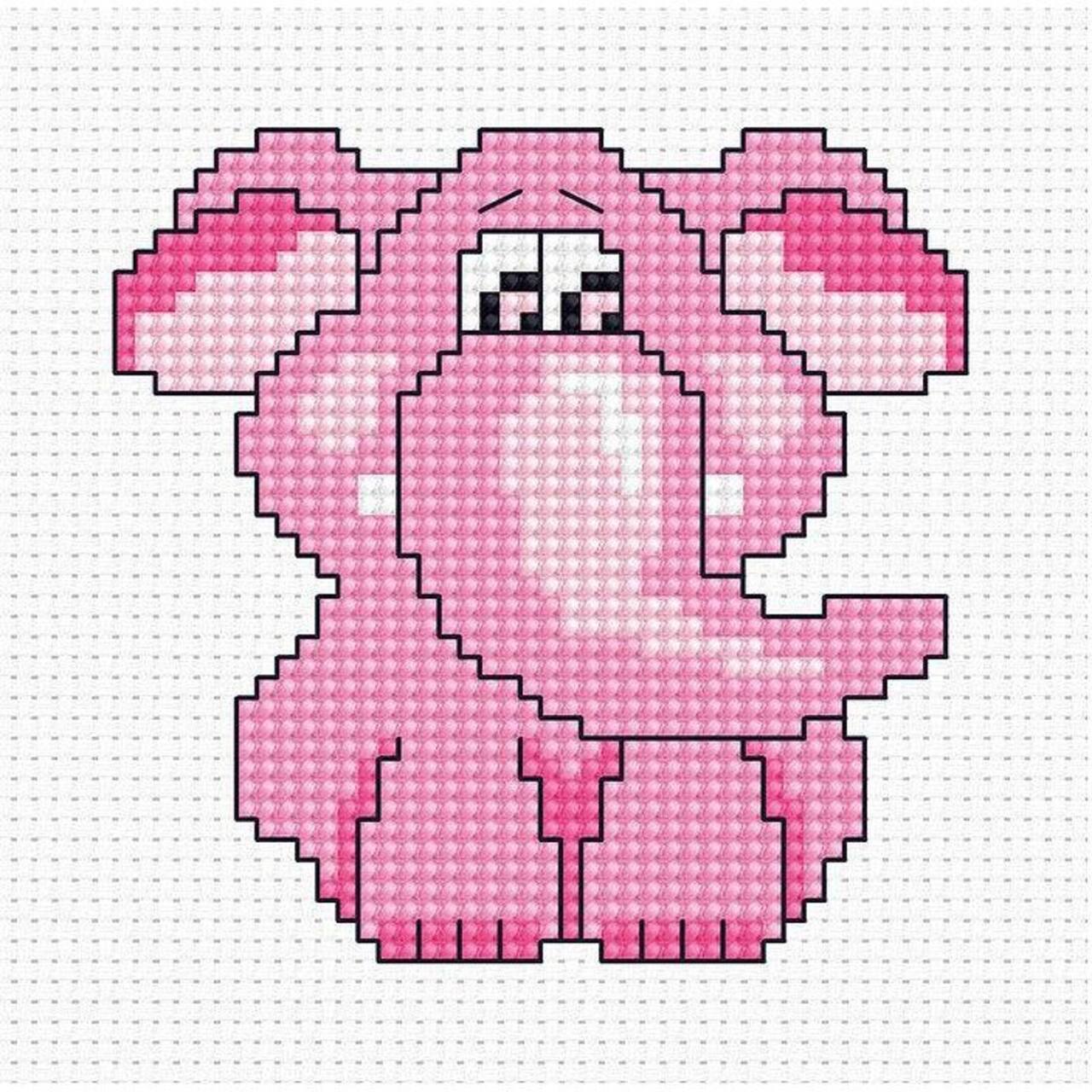 Luca-s Pink Elephant Counted Cross Stitch Kit
